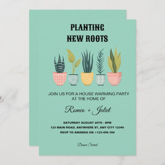 Planting New Roots Homewarming Invitation 招待状 (正面/裏面)