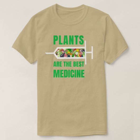 Plants Are The Best Medicine Vegan Vegetarian Prem Tシャツ (デザイン正面)