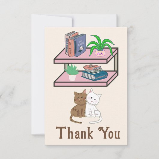 Plants, Cats And Books - Bookish Cat Aesthetic サンキューカード (正面)