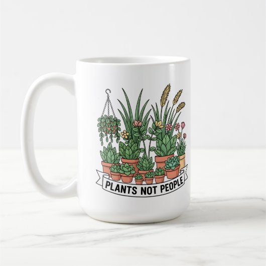 Plants Not People | Funny Introvert Gardener コーヒーマグカップ (左)