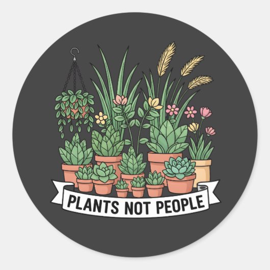 Plants Not People | Funny Introvert Gardener  ラウンドシール (正面)