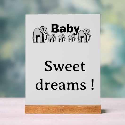 Plaque acrylique éléphant à personnaliser アクリルサイン (ニュートラル)