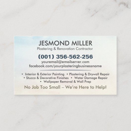 Plastering and Painting Services Watercolor art 名刺 (裏面)