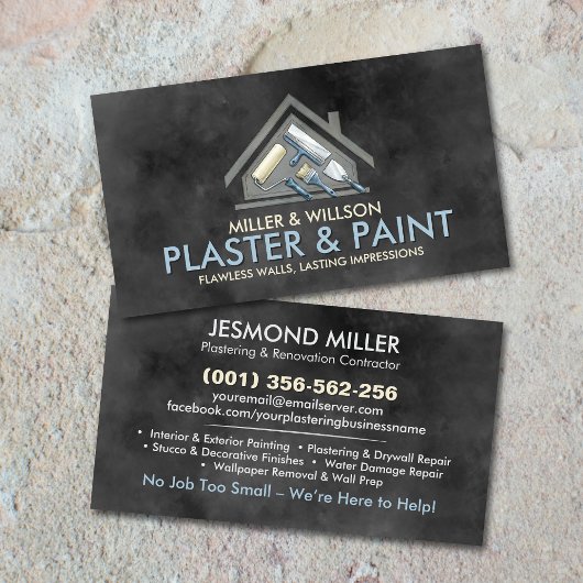 Plastering and Painting Services Watercolor art 名刺