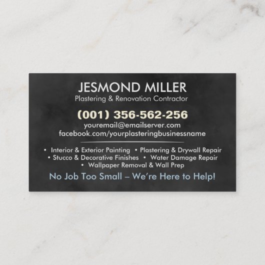 Plastering and Painting Services Watercolor art 名刺 (裏面)