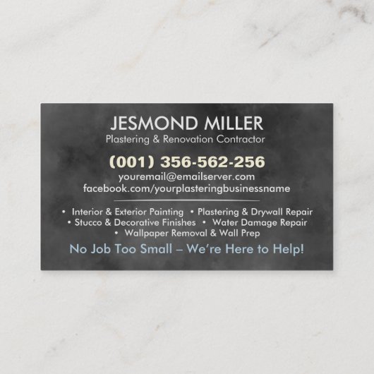 Plastering and Painting Services Watercolor art 名刺 (裏面)