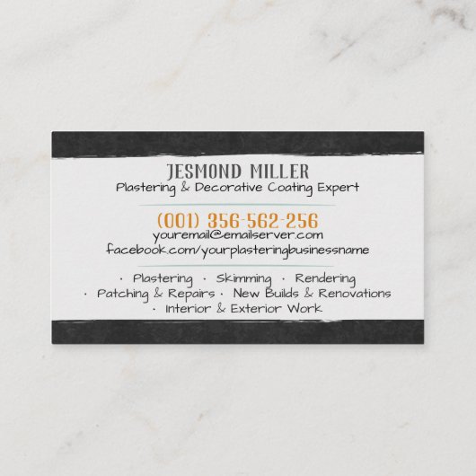 Plastering Services Drywall Professional 名刺 (裏面)