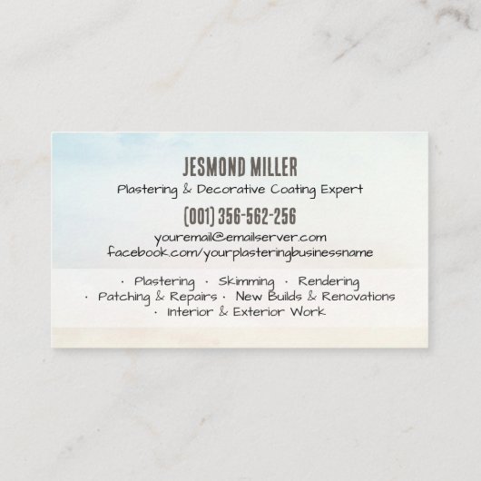 Plastering Services Drywall Professional 名刺 (裏面)