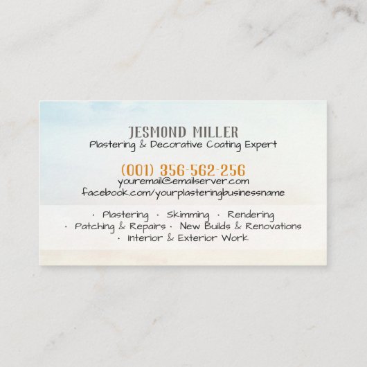 Plastering Services Drywall Professional 名刺 (裏面)