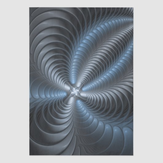 Plastic Blue Gray 3D Fractal Art Modern Abstract 薄葉紙 (正面)