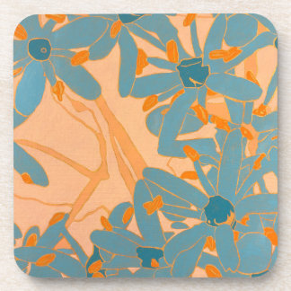 Plastic Coaster Contemporary Leaf Design in Peach コースター