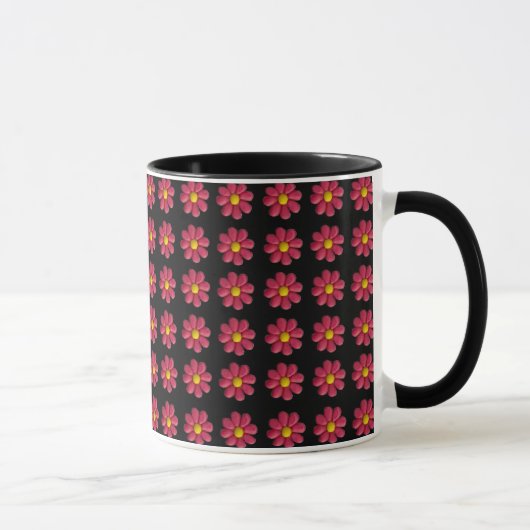 Plasticine Red Flower Pattern on Black マグカップ (右)