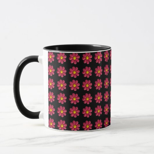 Plasticine Red Flower Pattern on Black マグカップ (左)