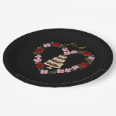 Plate black cake topper with red rose heart ペーパープレート (アングル)