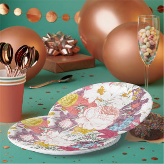 plate with flowering ペーパープレート