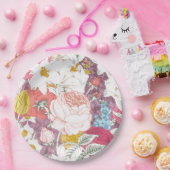 plate with flowering ペーパープレート (パーティー)