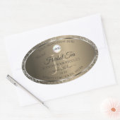 Platinum Beige Logo Initials Glitter Product Label 楕円形シール (封筒)