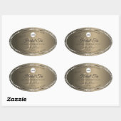 Platinum Beige Logo Initials Glitter Product Label 楕円形シール (シート)