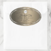 Platinum Beige Logo Initials Glitter Product Label 楕円形シール (バッグ)