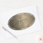 Platinum Beige with Glitter Initials Product Label 楕円形シール (封筒)