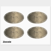 Platinum Beige with Glitter Initials Product Label 楕円形シール (シート)