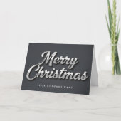 Platinum Foil Retro Script Merry Christmas シーズンカード (正面)