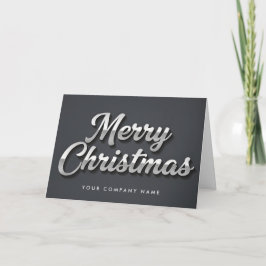Platinum Foil Retro Script Merry Christmas シーズンカード