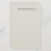 Platinum Grey Minimalist Plain Modern Own Name 便箋 (正面/裏面)