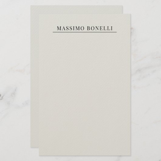 Platinum Grey Minimalist Plain Modern Own Name 便箋 (正面/裏面)