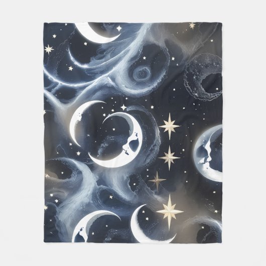 Platinum Silver Celestial Moon Blanket – Luxury Se フリースブランケット (正面)