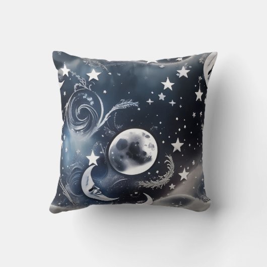 Platinum Silver Celestial Moon Pillow クッション (裏面)