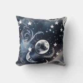 Platinum Silver Celestial Moon Pillow クッション