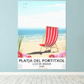 Platja del Portitxol、コスタブラヴァ、スペイン キャンバスプリント (インサイチュ (ウッドフロア))