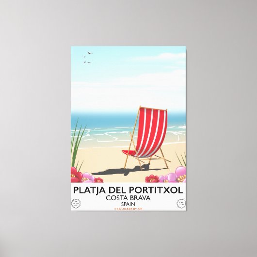 Platja del Portitxol、コスタブラヴァ、スペイン キャンバスプリント (正面)