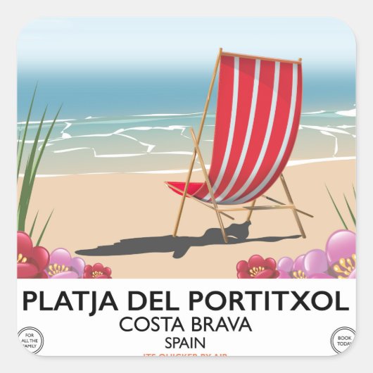 Platja del Portitxol、コスタブラヴァ、スペイン スクエアシール (正面)