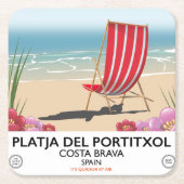 Platja del Portitxol、コスタブラヴァ、スペイン スクエアペーパーコースター (正面)