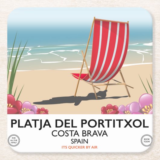 Platja del Portitxol、コスタブラヴァ、スペイン スクエアペーパーコースター (正面)