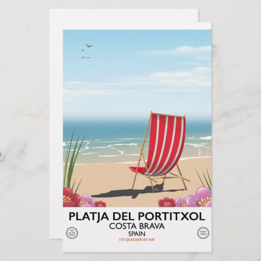 Platja del Portitxol、コスタブラヴァ、スペイン 便箋 (正面/裏面)