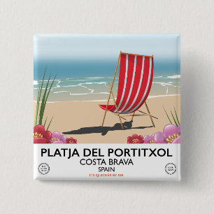 Platja del Portitxol、コスタブラヴァ、スペイン 缶バッジ