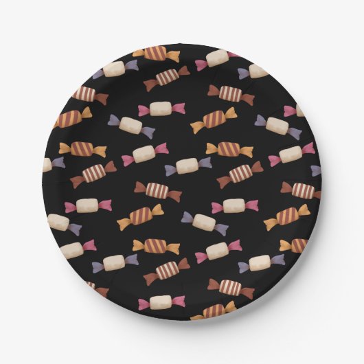 Plato con diseño de dulces de halloween ペーパープレート (正面)