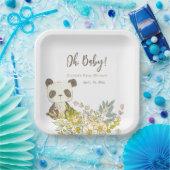 Plato cuadrado Baby Shower Panda ペーパープレート (パーティー)