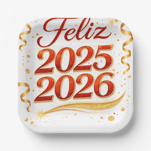 Plato de Papel con Diseño “Feliz 2025–2026” | Deco ペーパープレート (正面)