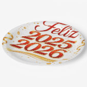 Plato de Papel con Diseño “Feliz 2025–2026” | Deco ペーパープレート (アングル)