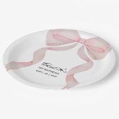 Plato de papel Pink Bow Girls Birthday ペーパープレート (アングル)