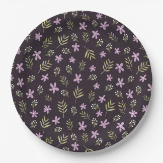 Plato de papel Violetas y flores silvestres ペーパープレート