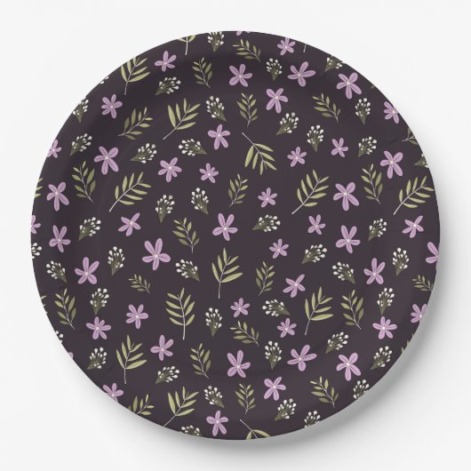 Plato de papel Violetas y flores silvestres ペーパープレート (正面)