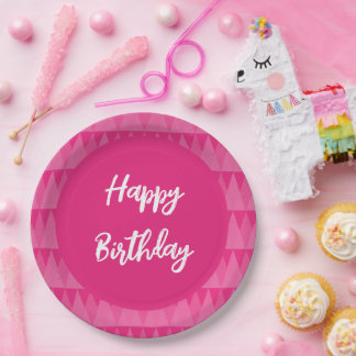 Plato rosa texto editable ペーパープレート