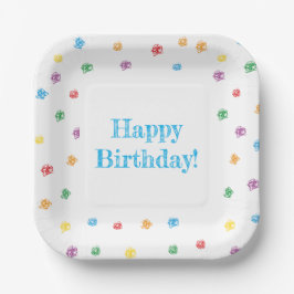 Platos de Papel “Happy Birthday” Ceras de Colores ペーパープレート