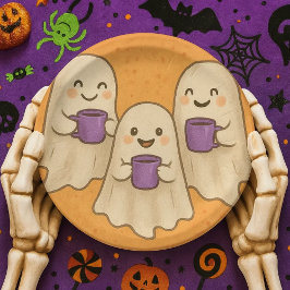 Platos de papel spooky cozy para fiestas ペーパープレート
