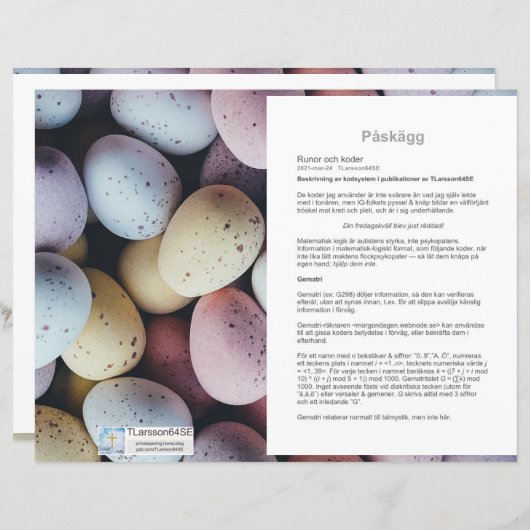 Platta pappersark — Blad • Påskägg (正面/裏面)